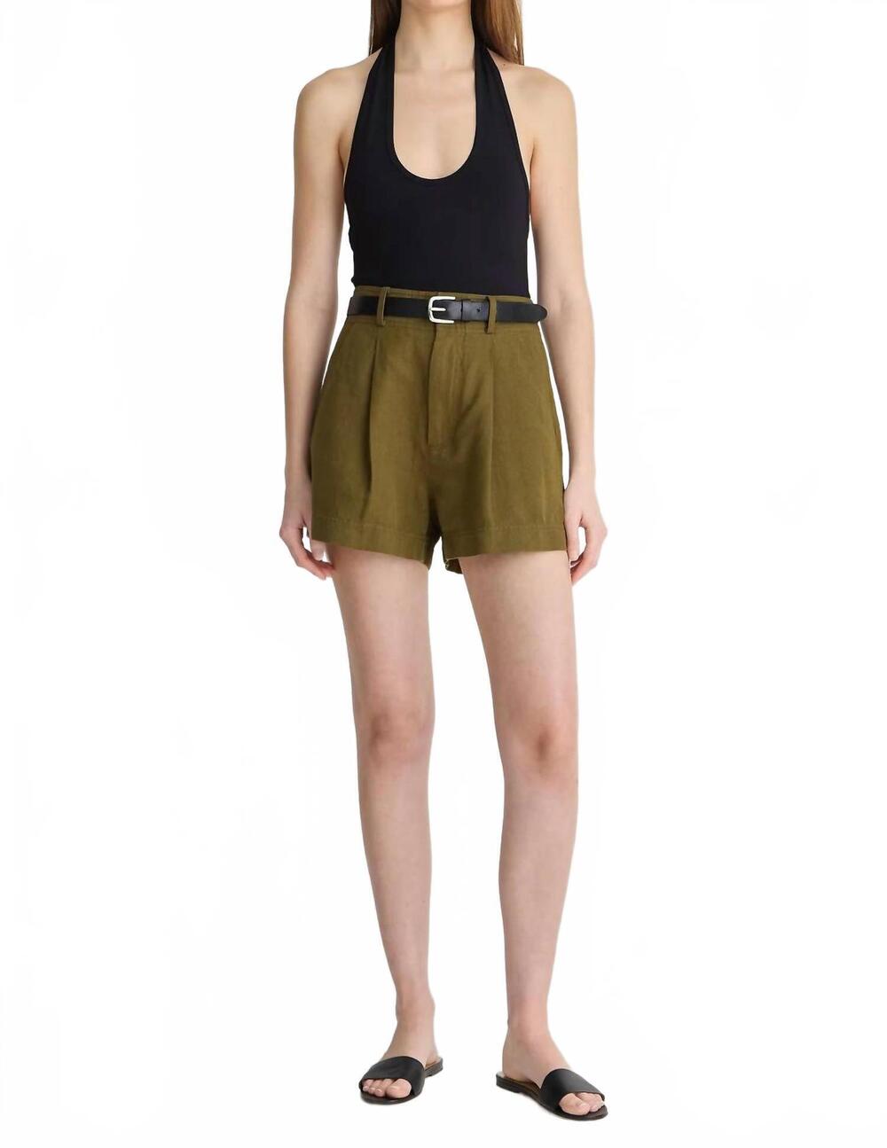 NEW APIECE APART high rise bari short in dark olive